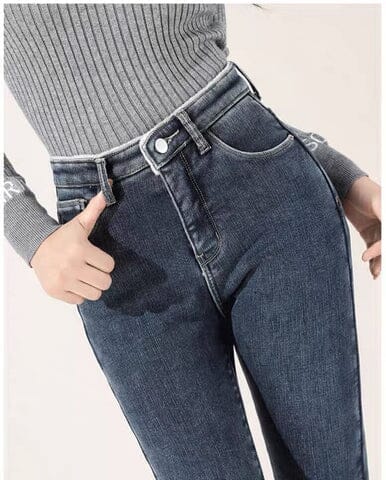 Calça Jeans Peluciada Para o Inverno - Jeans Hot